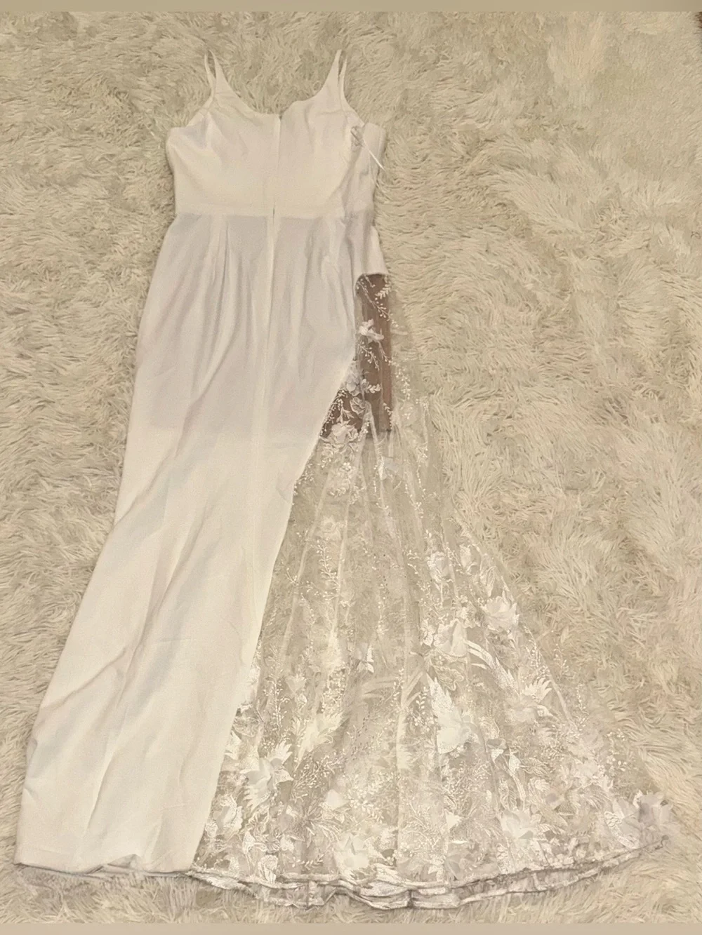 NEW Dress The Population Gianna Lace Panel Crepe White Gown Sz M